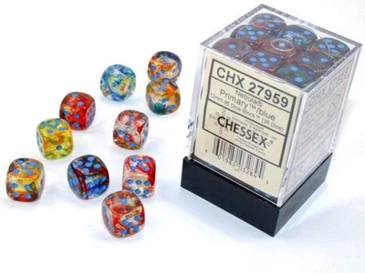 Chessex Nebula 12mm d6 Nocturnal/Blue w/Luminary Dice Block (36 dice),Orange 12m - Image 1 of 2