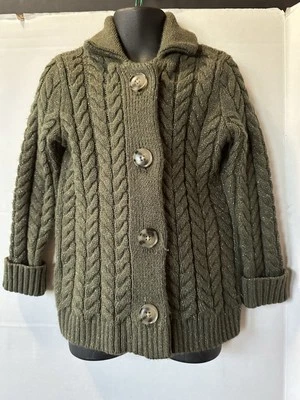 Girls Genuine Kids Oshkosh Cable Knit Green Sweater Button Up Cardigan Size 4T - Image 1 of 4