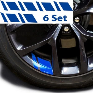 6 piezas pegatinas reflectantes azules para llantas de coche calcomanías de vinilo accesorios para 16"-21" - Imagen 1 de 7