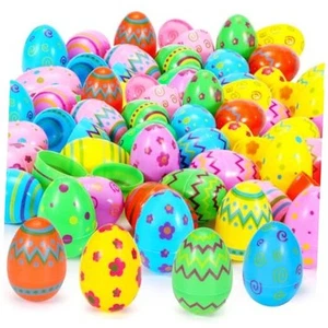 Sizonjoy 36 Pcs Plastic Printed Easter Eggs, 3.15" Tall Fillable Colorful Toys - Picture 1 of 8