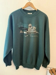 Vintage 90's Large Loon Habitat Maine Nature Graphic Print Sweatshirt - Bild 1 von 7
