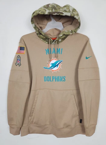 Miami Dolphins Hoodie Sweater Large Men Beige Camo Nike OnField Apparel Dri-Fit Cover