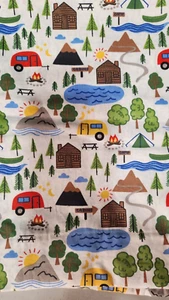 Curtain & Valance-Happy Camper-Panel 40"x49" Cabin Teardrop RV Moutain Lake - Picture 1 of 4