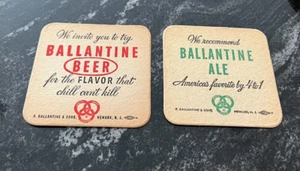 PAR DE MONTAÑA RUSA BALLANTINE BEER & ALE 3" VINTAGE P. BALLANTINE BREWING NEWARK NJ - Imagen 1 de 1