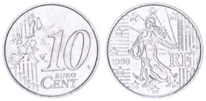 Fehlprägung Frankreich 10 Cent 1999 Kupfer-Nickel nicht magnetisch prfr. 97702 - Bild 1 von 1