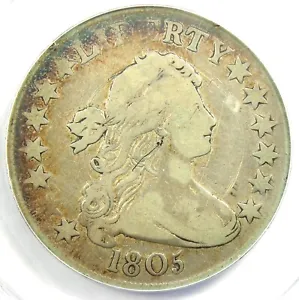 1805 Draped Bust Half Dollar 50C Coin - Certified ANACS F12 Details - Rare Date - Picture 1 of 4