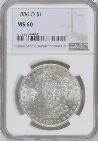 1886 O Morgan Silver Dollar NGC MS 60 Cover