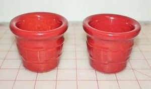Lot Of 2 Longaberger Pottery Woven Traditions Paprika Red VOTIVE CALDLE CUPS - Picture 1 of 1
