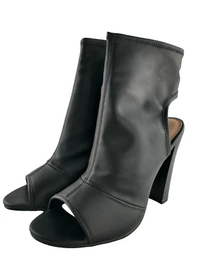 Botas para mujer Call It Spring negras punta abierta y tacón modelo EE. UU. talla 6 cremallera lateral Foto 1 de 4