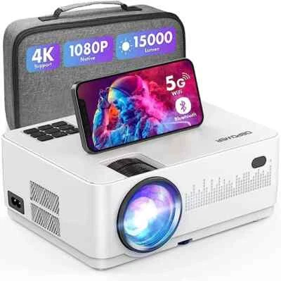 DBPOWER L23 5G 600 ANSI 15000L Native 1080P WiFi Video Projector - Image 1 of 4