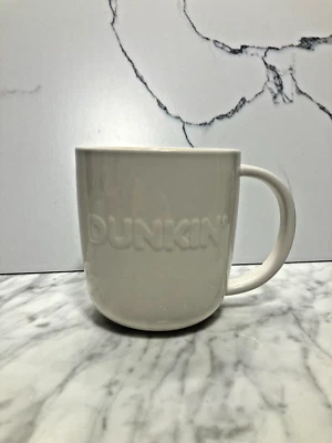 Dunkin' Donuts White Ceramic Coffee Mug Embossed 2023 Ombre Pink/Orange 20 Oz - Image 1 of 3