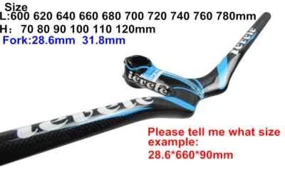 Manillar plano integrado para bicicleta de montaña de carbono completo 28,6 31,8 mm 600-780 mm Foto 1 de 4