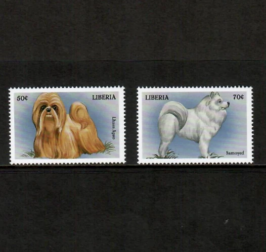 Liberia 1999 - Perros - Juego de 2 estampillas - Scott #1485-86 - MNH Foto 1 de 1