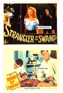 STRANGLER OF THE SWAMP & HAND OF DEATH HORROR MOVIE LOBBY CARDS LOT (2) 11X14 - Picture 1 of 1