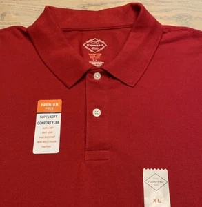 NEW St Johns Bay Red Premium Polo Shirt Mens XL Short Sleeve Super Soft Stretch - Picture 1 of 16