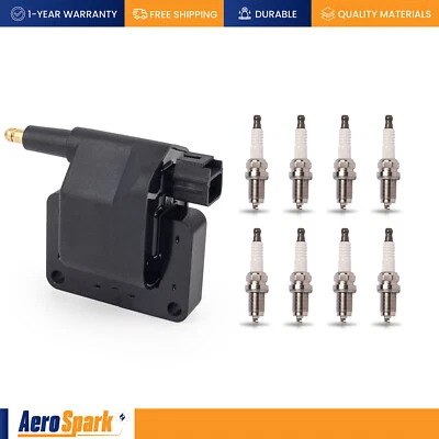 Ignition Coil & 8pcs Ni-Co Spark Plug for 98-03 Dodge Ram 1500 2500 3500 UF198 - Image 1 of 4