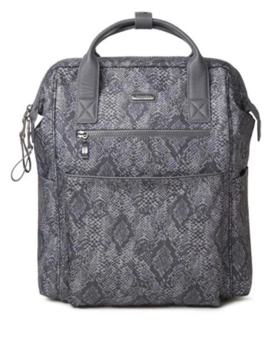 Mochila Baggallini Soho cinza falsa píton roupa de trabalho de viagem usada boa!!  - Imagem 1 de 4