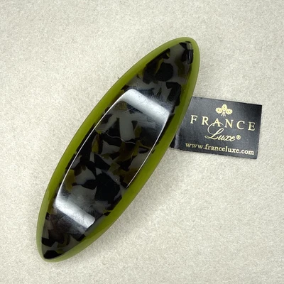 France Luxe Oval Classic Barrette - Olive & Nacro Black (NEW) - Image 1 of 3