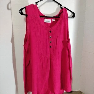 Advantage Linen Sleevess Top Buttons V-Neck Women's Size 14/16 - Picture 1 of 4