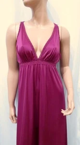 Vintage Classic Miss Elaine Deep Rich Wine Sleeveless Nightgown Nylon Lace Small - Picture 1 of 11