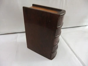 ANTIQUE WOODEN BOOK SHAPED MONEY BOX COIN BANK NOVELTY DESIGN 14x10x4 cm - Picture 1 of 14