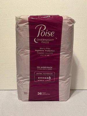POISE Overnight Pads 36 Count - 6 drop Protection