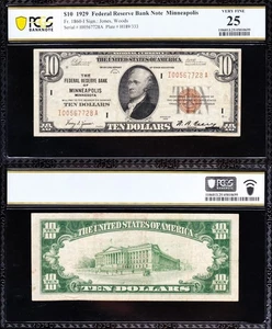 VERY NICE *SCARCE* Bold & Crisp VF 1929 $10 MINNEAPOLIS Brown Seal FRBN PCGS 25! - Picture 1 of 3
