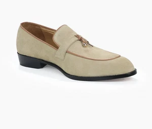 Men's Handmade Genuine Suede Leather Slip On Dress Loafers| Suede Moccasin shoes - Picture 1 of 6