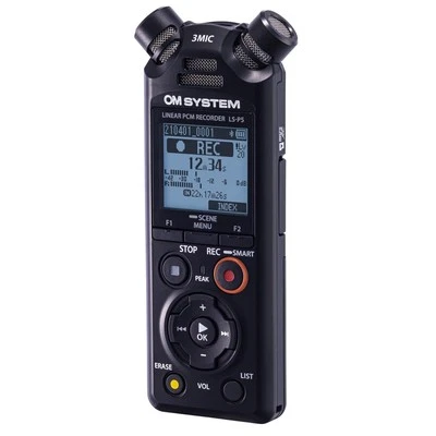 	OM SYSTEM Olympus LS-P5 PCM Recorder with tresmic 3-Microphone Bluetooth	 - Image 1 of 4