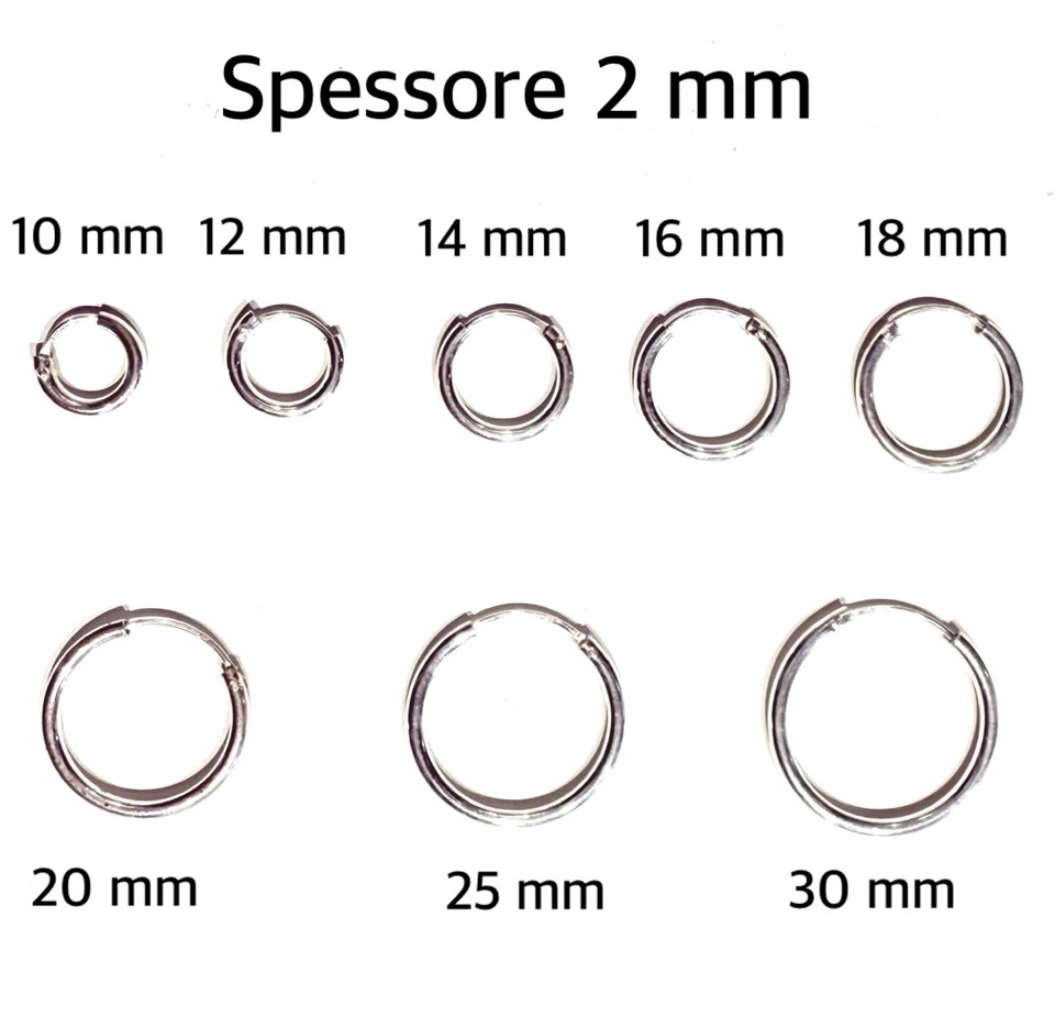 Orecchini Cerchietto Coppia Argento 925 Uomo Donna Cerchio 2x10-30mm Unisex Lobo - Immagine 1 di 1