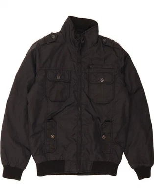 JACK & JONES Mens Military Jacket UK 36 Small Black Nylon AP01 - Image 1 of 3