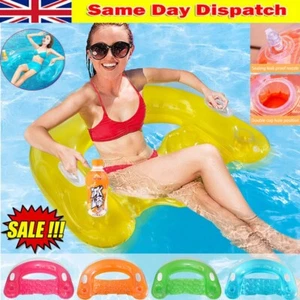 UK Inflatable Floating Hammock Float Chair Swimming Pool Bed Water Mat Swim Toys - Picture 1 of 27