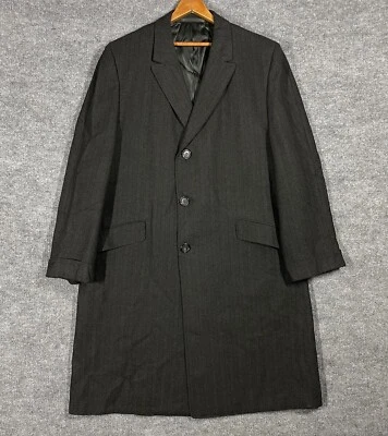 VINTAGE 50s 60s Robicelli Brills Bros Wool Tweed Overcoat Mens 42 L Herringbone - Image 1 of 4