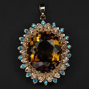 Stunning Bi Color Ametrine 26.65Ct 925 Sterling Silver Handmade Floral Pendants - Picture 1 of 5