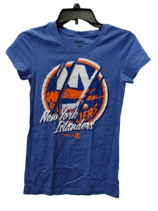 Reebok Women's New York Islanders Cap Sleeve Logo T-Shirt Blue LARGE - Picture 1 of 6