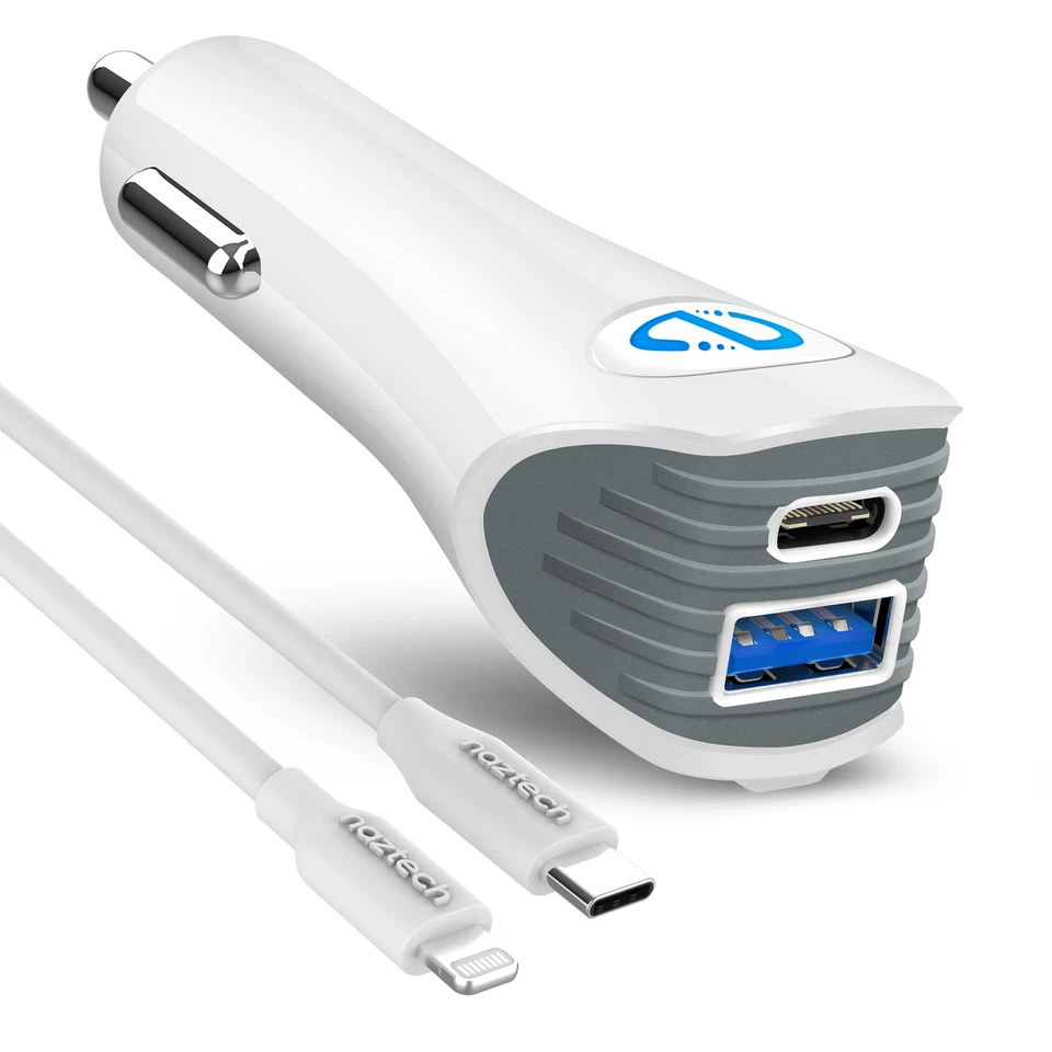 Naztech N420 PD25W+2.4A Car Charger + C to MFI 4ft Cable Universal Compatibility - Image 1 of 4
