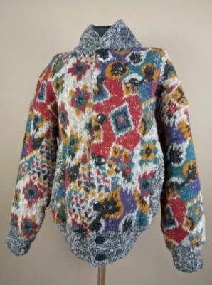 Chaqueta Bomber Missoni Mujer Vintage Abstracta Reversible Mezcla Lana Talla M Foto 1 de 4