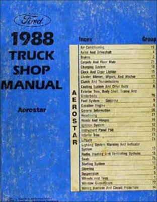 Manual De Taller Original De Reparación 1988 Ford Aerostar Mini Van 88 XL XLT - Imagen 1 de 2