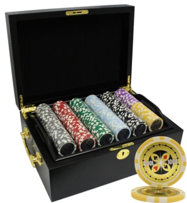 MRC POKER 500PCS 14G ULTIMATE CLAY POKER CHIPS SET BLACK WOOD CASE - Image 1 of 3