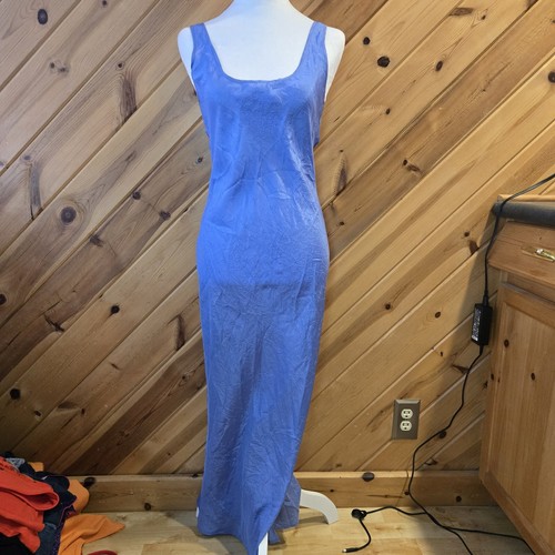 UNDERCOVER Maxi camicia da notte Victorias Secret nuova con etichetta 100% seta spacco laterale senza maniche sexy vintage '01