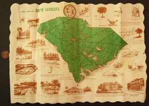 1965 Welcome to South Carolina Historic sites placemat Plantations Golf Fishing- - Picture 1 of 1