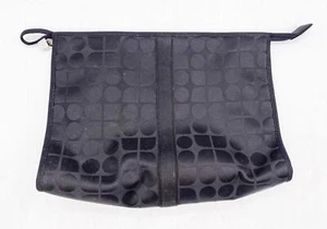 Kate Spade Black Polka Geometric Art Deco Bag Large Makeup Pouch Zip Pink Lined - Picture 1 of 3