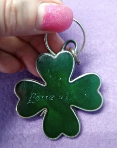 "Lottery Luck" Green Shamrock 4 Leaf Clover Key Ring Chain Keychain - Picture 1 of 4