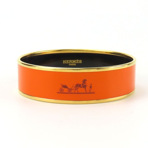 HERMÈS Bracciale Hermes Smalto GM Metallo Cloisonné Arancione x Oro Ferramenta