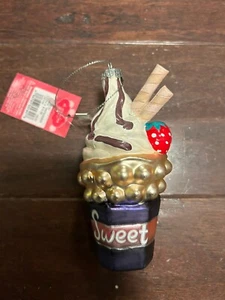 Sweet Ice Cream Cone Glass Christmas Ornament - St Nicholas Square- New - Picture 1 of 1