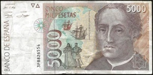 Spain - Bank Note Of 5000 Pesetas Christopher Columbus 12-10-1992 !!! P#165 - Picture 1 of 2