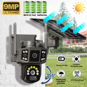 3 Lens WiFi Solar Battery Camera Wireless Outdoor CCTV 4K Security Camera - Picture 1 of 14