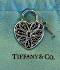 Tiffany & Co. *Mint* Heart Lock Key Filigree Pendant Charm “ONLY”