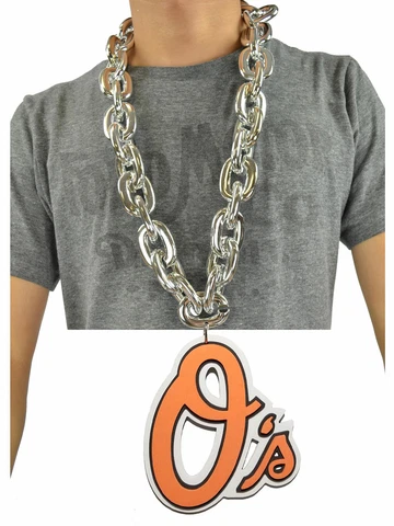 New MLB Baltimore Orioles Silver Fan Chain Big Necklace Foam Cover