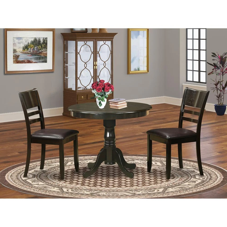 East West Furniture ANLY3-CAP-LC 3-Piece Kitchen Table Set Cappuccino Finish